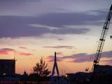 Sunset with Zakim Bridge and Crane, East Boston
