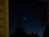 Waxing Crescent Moon, Gloaming Sky from the Front Porch