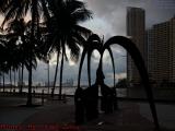 Sculpture Silhoette on Sunrise Sky, Miami Harbor, Florida