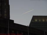 Sunset Jet Streak Over Boston City Hall Plaza