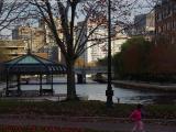 Running Child in Autumn Leaves, Cambridgeside