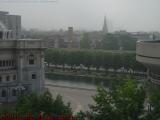 Reflecting Pool and Spires in Morning Fog, Boston