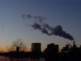 Leaving a Cold Winter Sunset, Jet Beyond the Charles River