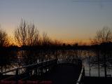 Winter Sunset Walkbridge Perspective, Frozen River, Boston