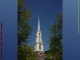 Park Street Church Steeple and Spring Leaves, Boston