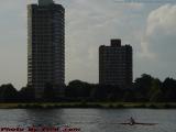 Rowing Past MIT's West Towers, Esplanade, Boston