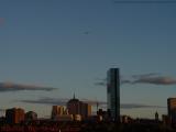 Sunset Back Bay Skyline With Departing Jet