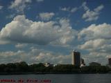 MIT Under Fluffy Blue Sky Clouds, Mass. Ave. Perspective