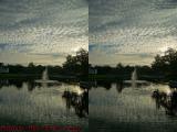 Early Morning Fountain Perspective (cross eye stereo)